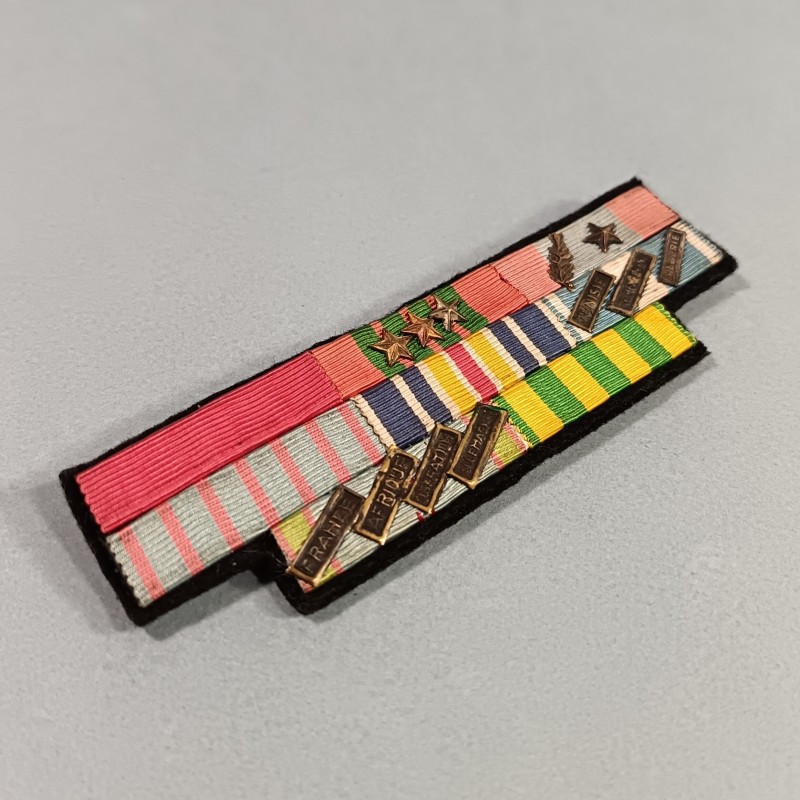 BARRETTE DE RAPPEL D'UN PLACARD DE 8 MEDAILLES D'UN ANCIEN OFFICIER DE LA GUERRE 1939 1945 L'ARMEE DE LIBERATION