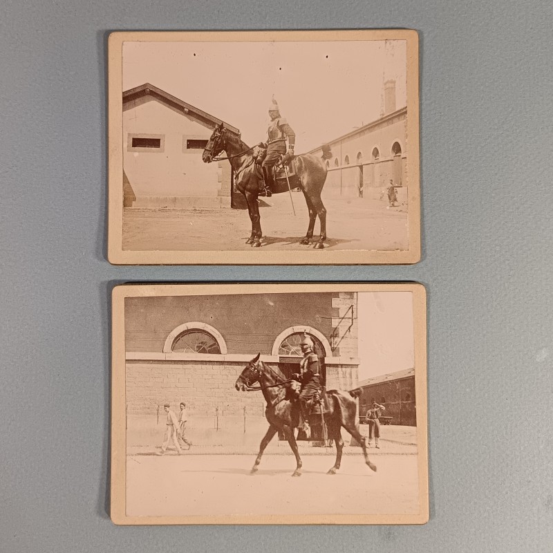 ENSEMBLE DE 4 PHOTOS DU 2 ème REGIMENT DE CUIRASSIERS CAVALIER SABRE CASQUE ET CUIRASSE VERS 1900 1914