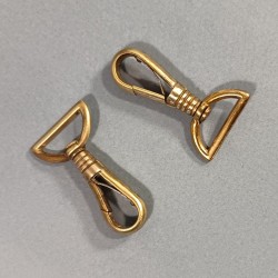 LOT DE 2 MOUSQUETONS D'OCCASION EN LAITON POUR BELIERE DE SABRE SABRETACHE ET SUSPENTES MILITAIRES