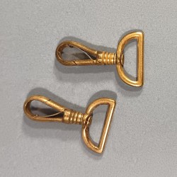 LOT DE 2 MOUSQUETONS D'OCCASION EN LAITON POUR BELIERE DE SABRE SABRETACHE ET SUSPENTES MILITAIRES T2