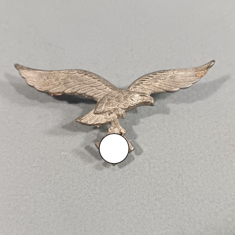 INSIGNE ALLEMAND AIGLE DE LA LUFTWAFFE EN ALUMINIUM POUR CASQUETTE OU CASQUE TROPICAL WW2