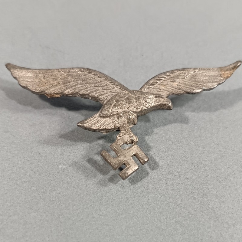 INSIGNE ALLEMAND AIGLE DE LA LUFTWAFFE EN ALUMINIUM POUR CASQUETTE OU CASQUE TROPICAL WW2