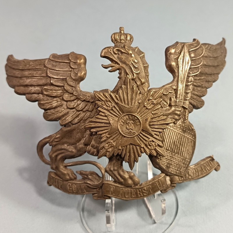 PLAQUE DE CASQUE A POINTE ALLEMAND BADOIS DU 109 ème REGIMENT DE GRENADIERS DE LA GARDE GRIFFON MIT GOTT F. FUERST U. WATERLAND