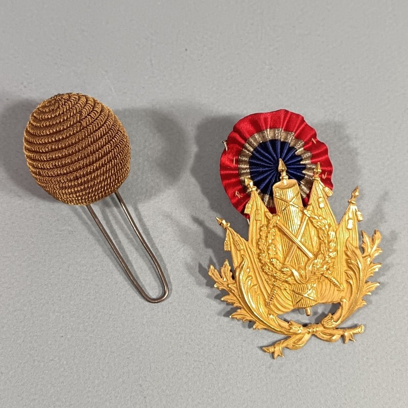 SUPERBE !! ATTRIBUT OU INSIGNE ET POMPON DE KEPI D'OFFICIERS ET ADJUDANTS MODELE 1886 OFFICIER OU FONCTIONNAIRES DE L'INTENDANCE