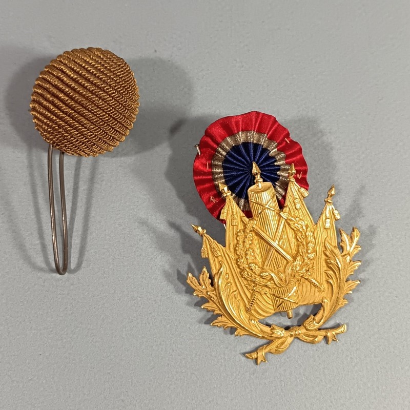 SUPERBE !! ATTRIBUT OU INSIGNE ET POMPON DE KEPI D'OFFICIERS ET ADJUDANTS MODELE 1886 OFFICIER OU FONCTIONNAIRES DE L'INTENDANCE