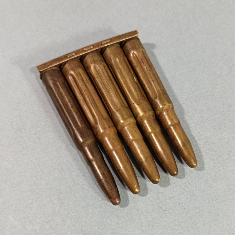 CLIPS LAME CHARGEUR DE 5 BALLES DE MANIPULATION POUR FUSIL MAUSER 98K BALLES DATEES DES ANNEES 1934 A 1939