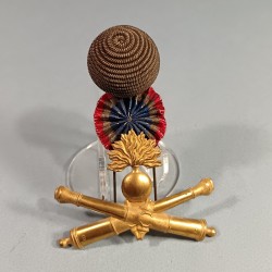 ATTRIBUT OU INSIGNE ET POMPON DE KEPI D'OFFICIERS ET ADJUDANTS MODELE 1886 OFFICIER D'ARTILLERIE