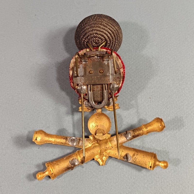 ATTRIBUT OU INSIGNE ET POMPON DE KEPI D'OFFICIERS ET ADJUDANTS MODELE 1886 OFFICIER D'ARTILLERIE