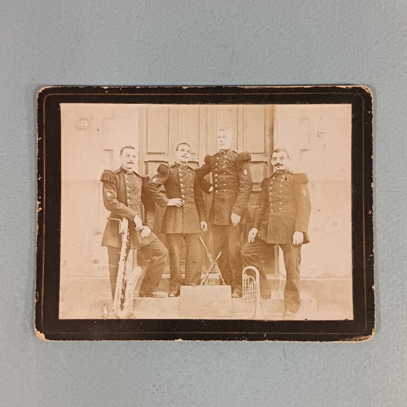 ENSEMBLE DE 3 PHOTOS CARTONNEES DE LA MUSIQUE DU 5 ème REGIMENT D'INFANTERIE DE LIGNE VERS 1900 GARD (30)