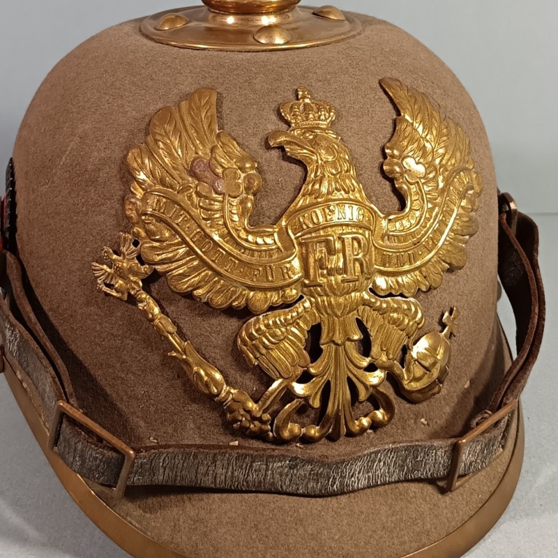 CASQUE A POINTE PRUSSIEN MODELE EN FEUTRE GRIS VERT MODELE  ERSATZ 1914-1915 SIMPLIFIE