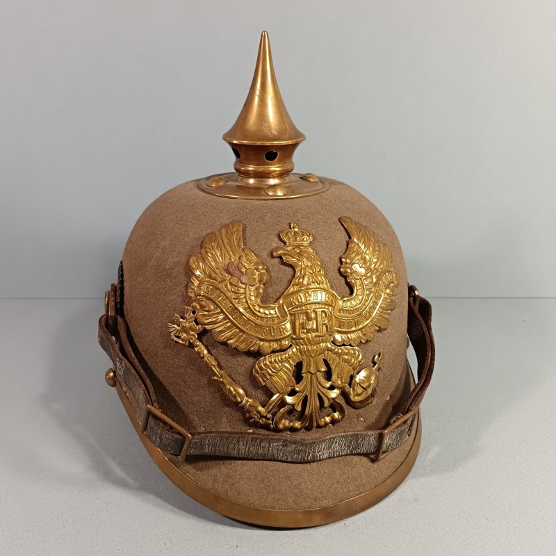CASQUE A POINTE PRUSSIEN MODELE EN FEUTRE GRIS VERT MODELE  ERSATZ 1914-1915 SIMPLIFIE