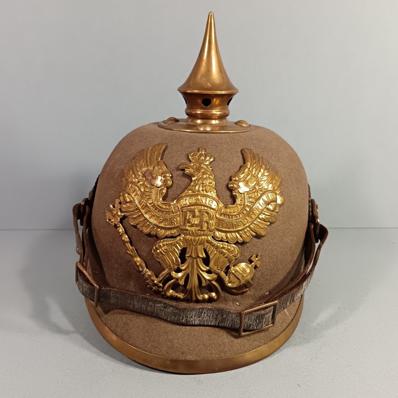 CASQUE A POINTE PRUSSIEN MODELE EN FEUTRE GRIS VERT MODELE  ERSATZ 1914-1915 SIMPLIFIE