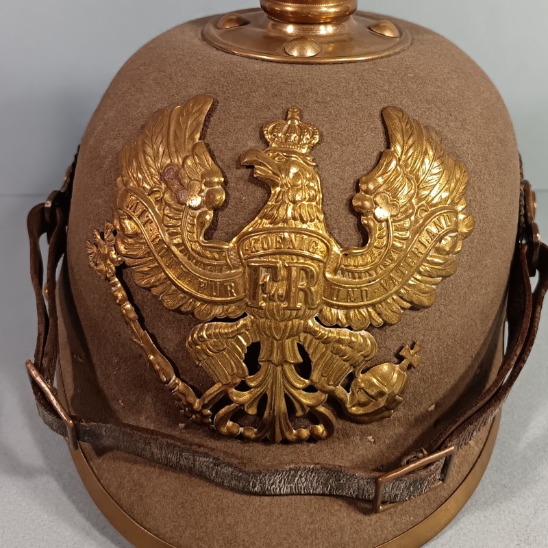 CASQUE A POINTE PRUSSIEN MODELE EN FEUTRE GRIS VERT MODELE  ERSATZ 1914-1915 SIMPLIFIE