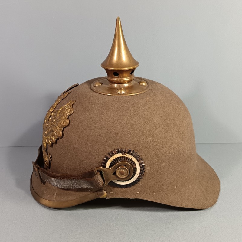 CASQUE A POINTE PRUSSIEN MODELE EN FEUTRE GRIS VERT MODELE  ERSATZ 1914-1915 SIMPLIFIE