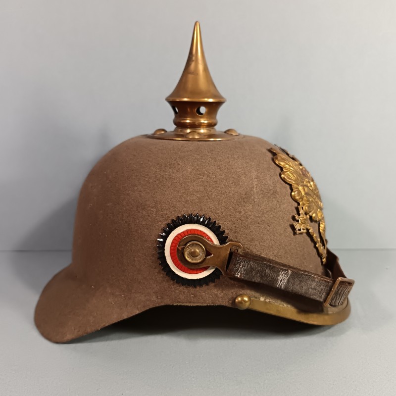 CASQUE A POINTE PRUSSIEN MODELE EN FEUTRE GRIS VERT MODELE  ERSATZ 1914-1915 SIMPLIFIE