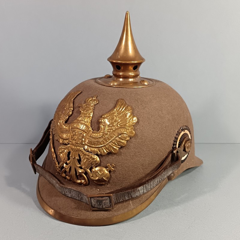 CASQUE A POINTE PRUSSIEN MODELE EN FEUTRE GRIS VERT MODELE  ERSATZ 1914-1915 SIMPLIFIE
