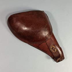 ETUI D'OFFICIER EN CUIR MARRON POUR REVOLVER D'ORDONNANCE ST ETIENNE MODELE 1892 ETUI " JAMBON "