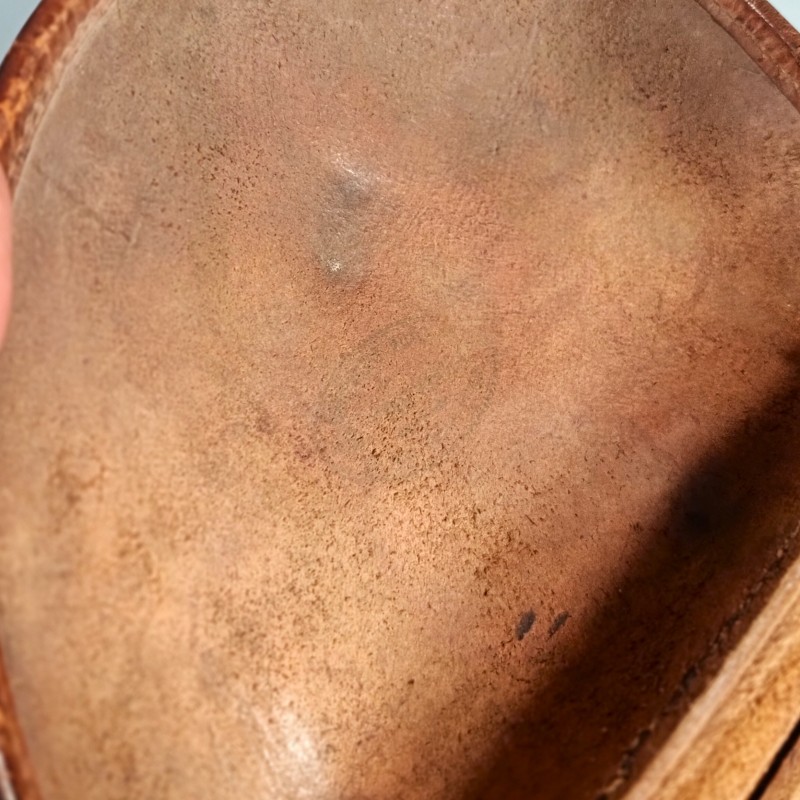 ETUI D'OFFICIER EN CUIR MARRON POUR REVOLVER D'ORDONNANCE ST ETIENNE MODELE 1892 ETUI " JAMBON "