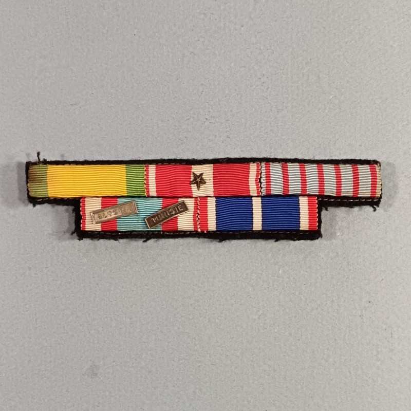 BARRETTE DE RAPPEL D'UN PLACARD DE 5 MEDAILLES D'UN ANCIEN SOUS-OFFICIER DE LA GUERRE D'ALGERIE ANNEES 1950-1960