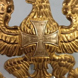 PLAQUE DE CASQUE A POINTE DE RESERVISTE PRUSSIEN MODELE 1895 AIGLE MIT GOTT FUR KOENING UND WATERLAND