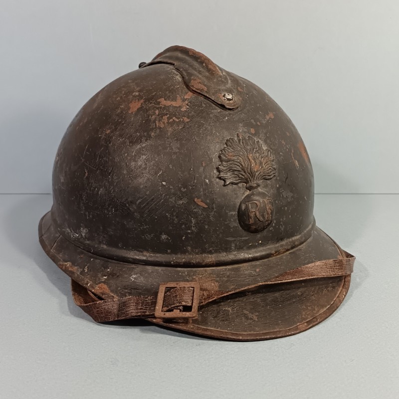 CASQUE ADRIAN MODELE 1915 INFANTERIE CAVALERIE LEGION COMPLET GUERRE 1914-1918 POILUS DE VERDUN INSIGNE GRENADE