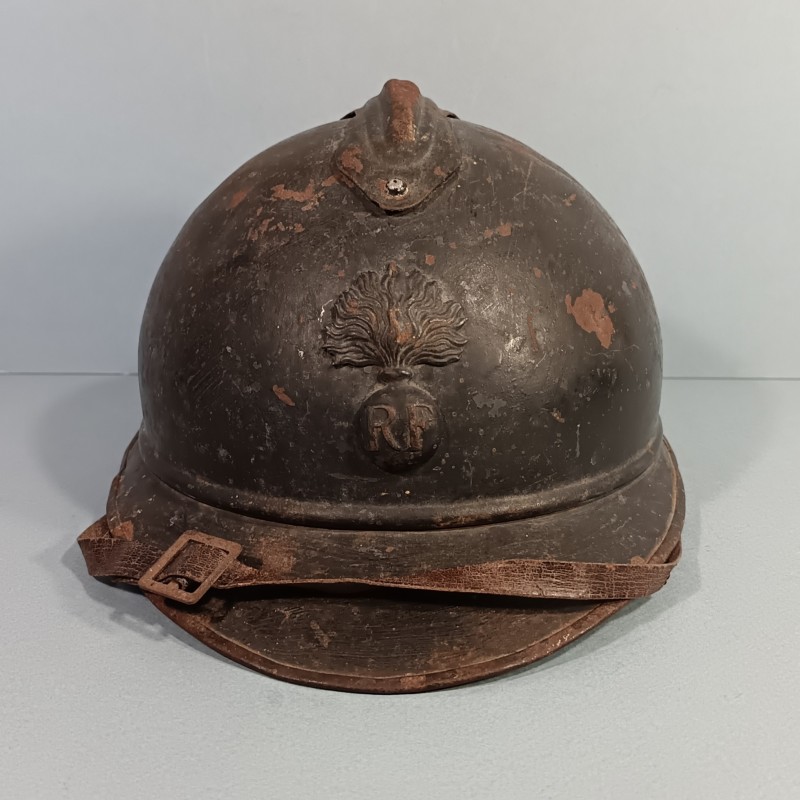 CASQUE ADRIAN MODELE 1915 INFANTERIE CAVALERIE LEGION COMPLET GUERRE 1914-1918 POILUS DE VERDUN INSIGNE GRENADE