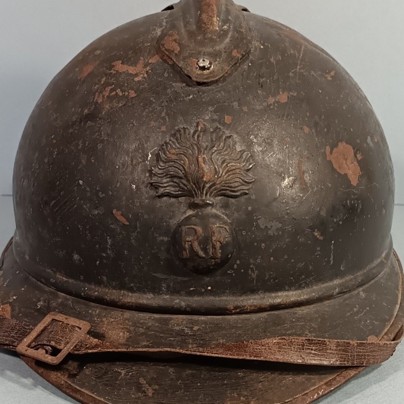 CASQUE ADRIAN MODELE 1915 INFANTERIE CAVALERIE LEGION COMPLET GUERRE 1914-1918 POILUS DE VERDUN INSIGNE GRENADE