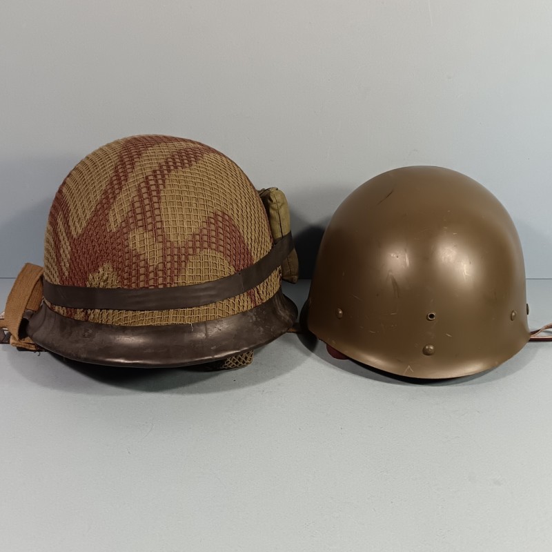 CASQUE FRANCAIS MODELE 1951 AVEC CAMOUFLAGE ET PANSEMENT ETAT NEUF DE STOCK LOURD HR - 1953 ET LINER MENESA 1953 + PANSEMENT