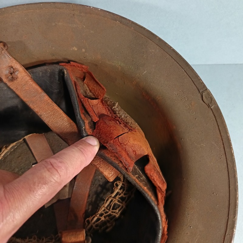 CASQUE US MODELE 1917 COMBAT PEINTURE KAKI INTERIEUR COMPLET WW1 BRODIE HELMET MKI PREMIERE GUERRE COQUE ZB69