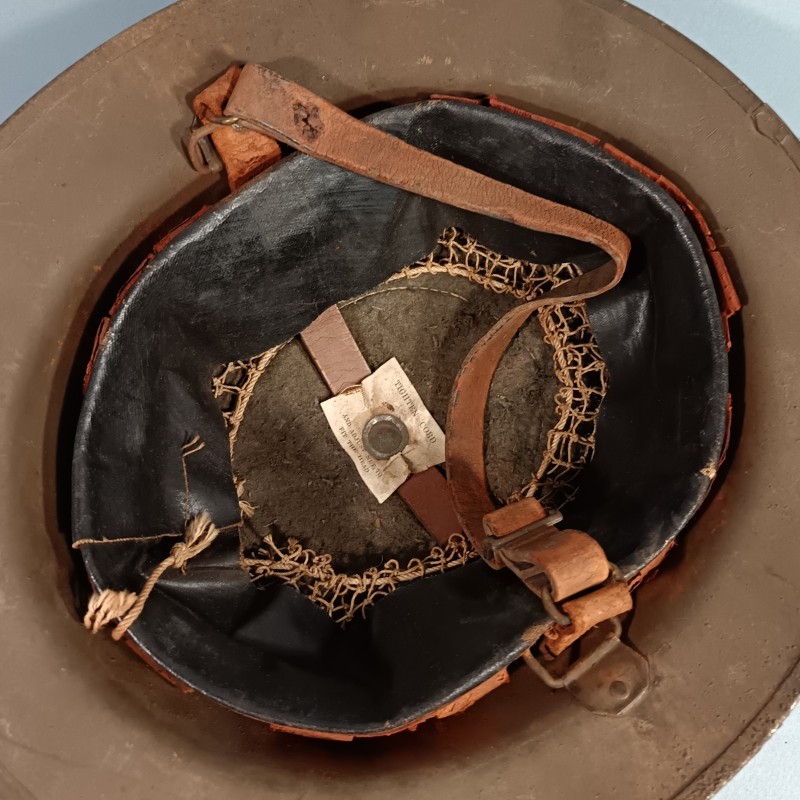CASQUE US MODELE 1917 COMBAT PEINTURE KAKI INTERIEUR COMPLET WW1 BRODIE HELMET MKI PREMIERE GUERRE COQUE ZB69