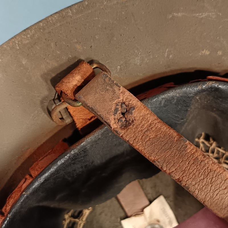 CASQUE US MODELE 1917 COMBAT PEINTURE KAKI INTERIEUR COMPLET WW1 BRODIE HELMET MKI PREMIERE GUERRE COQUE ZB69
