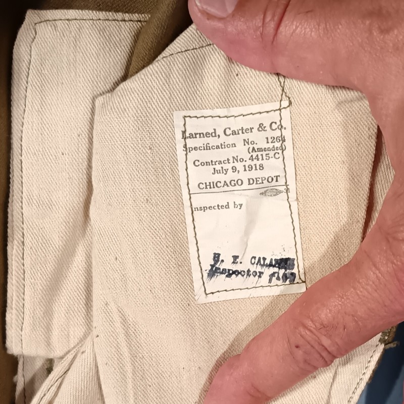 PANTALON CULOTTE CAVALERIE US DATE 1918 EN DRAP DE COTON KAKI METALIQUE US ARMY ETIQUETTE PRESENTE TOUR DE TAILLE 92 cm