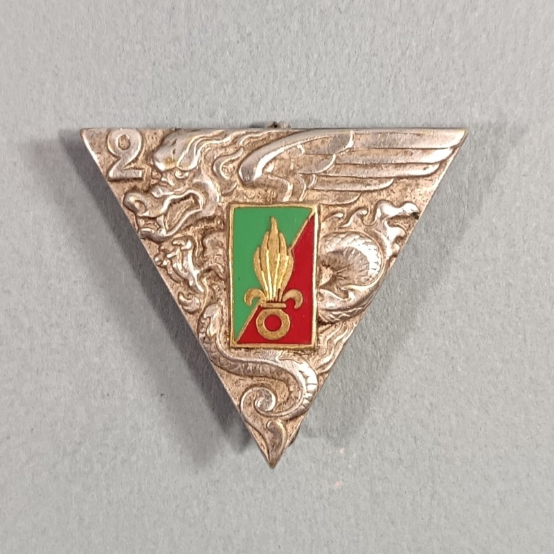 INSIGNE MILITAIRE 2 ème BEP REP PARACHUTISTE LEGION ETRANGERE PARA FABRICATION DRAGO PARIS G1948 VERT CLAIR