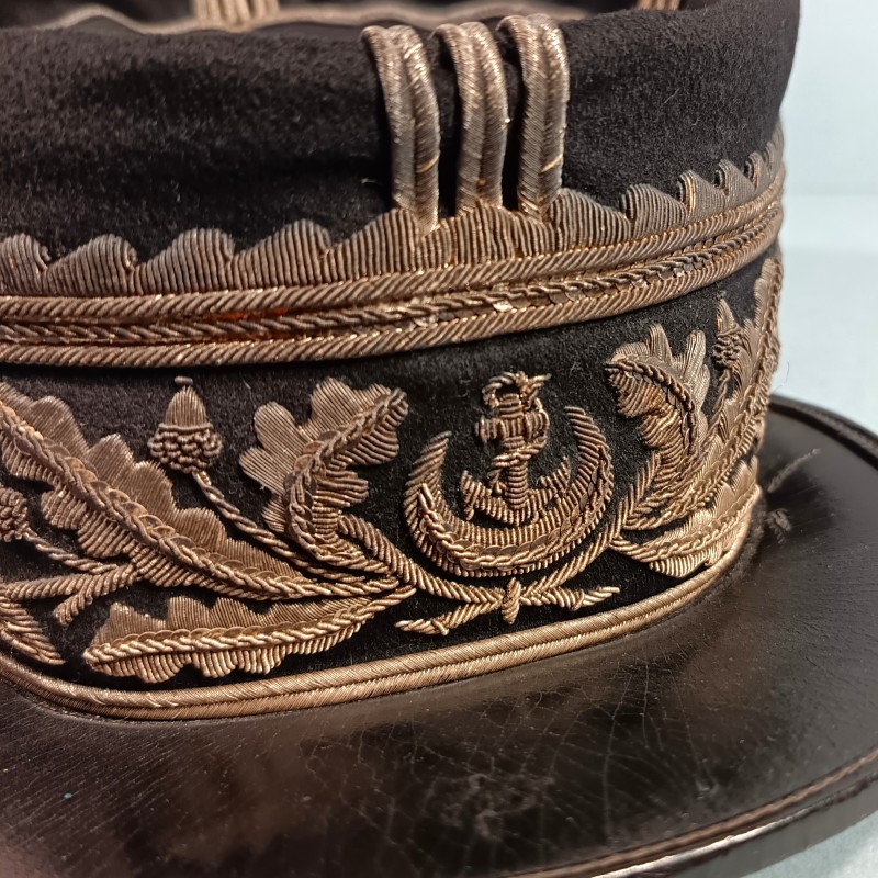 SUPERBE !! KEPI D'OFFICIER SUPERIEUR OU ADMINISTRATEUR DES COLONIES KEPI MODELE 1886 INSIGNE ANCRE ET CROISSANT MODELE 1922