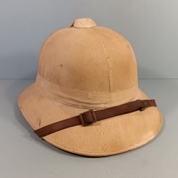CASQUE COLONIAL EN TOILE BEIGE ET LIEGE DE TYPE ANGLAIS FABRICATION FRANCAISE MILITAIRE ARMEE DE LIBERATION FNFL 1943-1944