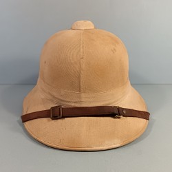 CASQUE COLONIAL EN TOILE BEIGE ET LIEGE DE TYPE ANGLAIS FABRICATION FRANCAISE MILITAIRE ARMEE DE LIBERATION FNFL 1943-1944