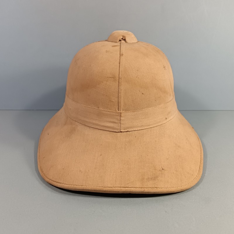 CASQUE COLONIAL EN TOILE BEIGE ET LIEGE DE TYPE ANGLAIS FABRICATION FRANCAISE MILITAIRE ARMEE DE LIBERATION FNFL 1943-1944