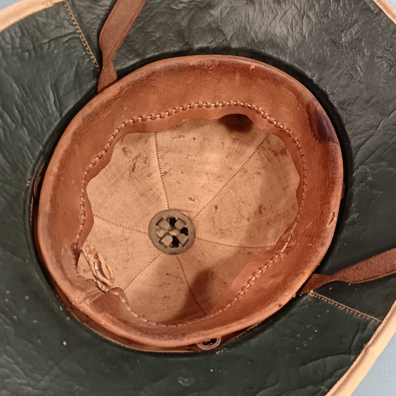 CASQUE COLONIAL EN TOILE BEIGE ET LIEGE DE TYPE ANGLAIS FABRICATION FRANCAISE MILITAIRE ARMEE DE LIBERATION FNFL 1943-1944