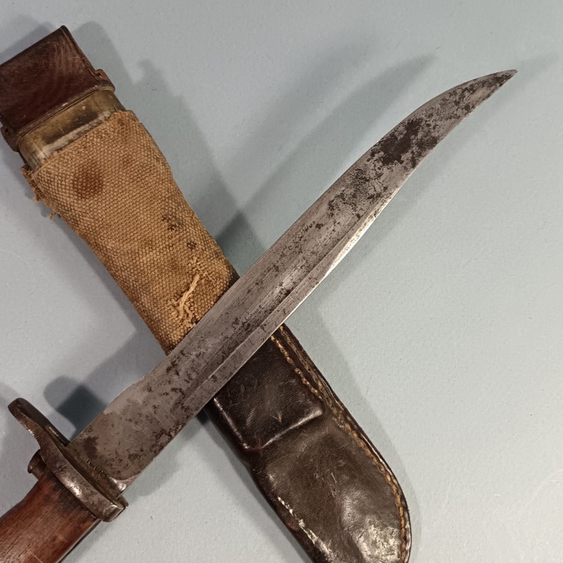 COUTEAU DE COMBAT 1944 INDOCHINE TRES BELLE REALISATION A PARTIR D'UNE BAIONNETTE US MODELE 1905 RECOUPEE LEGION ETRANGERE
