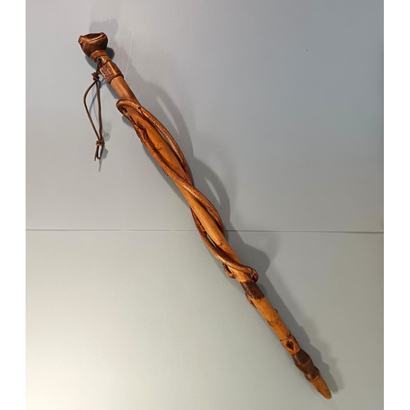 CANNE ARTISANAT SOUVENIR DE LA CAMPAGNE 1939 1940 DU 414 ème SYMBOLIQUE COULEUVRE ET GRENOUILLE TETE FOUINE