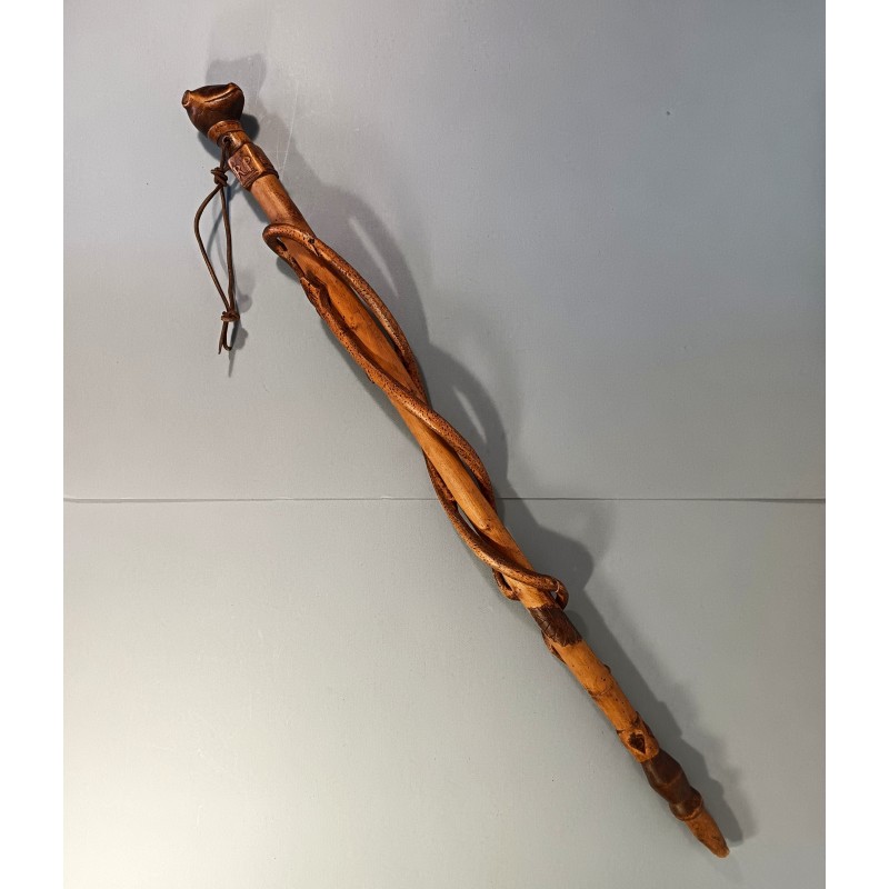 CANNE ARTISANAT SOUVENIR DE LA CAMPAGNE 1939 1940 DU 414 ème SYMBOLIQUE COULEUVRE ET GRENOUILLE TETE FOUINE