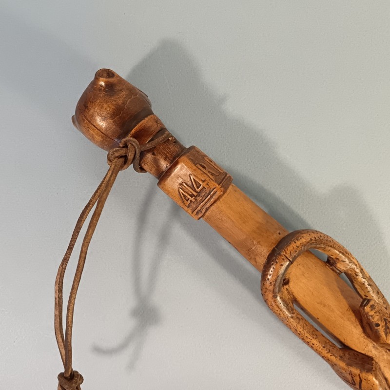 CANNE ARTISANAT SOUVENIR DE LA CAMPAGNE 1939 1940 DU 414 ème SYMBOLIQUE COULEUVRE ET GRENOUILLE TETE FOUINE