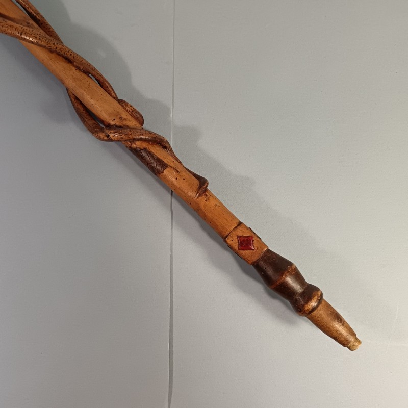 CANNE ARTISANAT SOUVENIR DE LA CAMPAGNE 1939 1940 DU 414 ème SYMBOLIQUE COULEUVRE ET GRENOUILLE TETE FOUINE