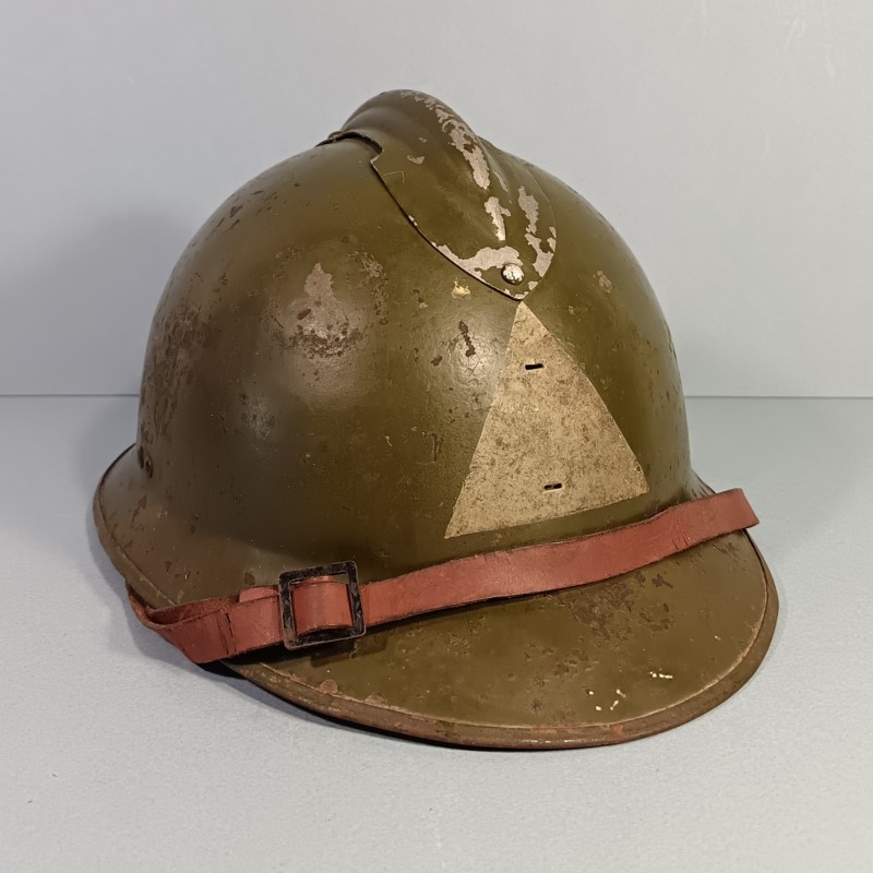 CASQUE DEFENSE PASSIVE MODELE 1926 TRIANGLE VERT VILLE DE NIMES DP ET AMBULANCE 1939/1945