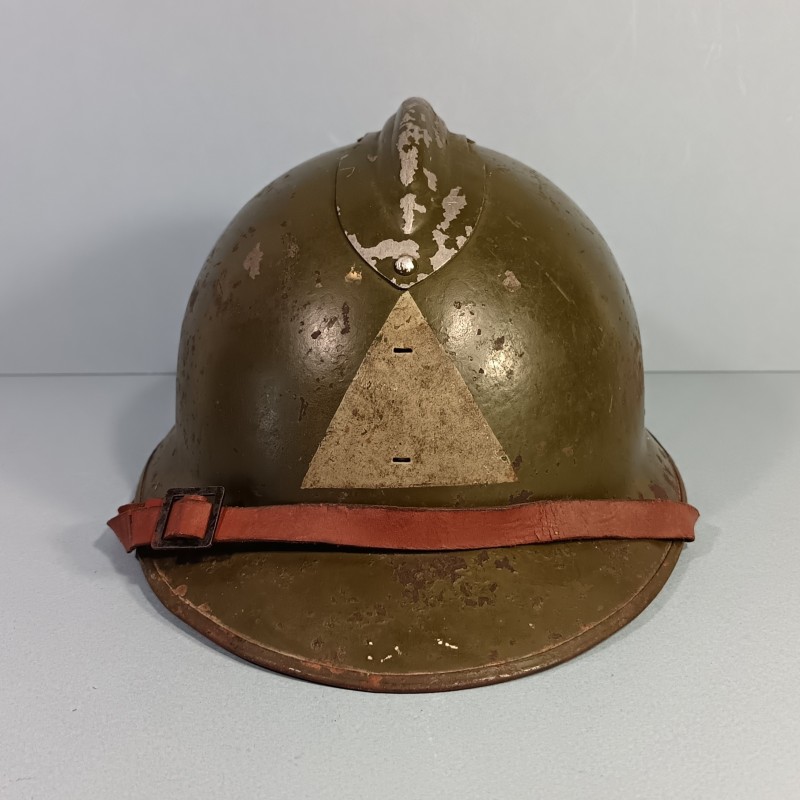 CASQUE DEFENSE PASSIVE MODELE 1926 TRIANGLE VERT VILLE DE NIMES DP ET AMBULANCE 1939/1945