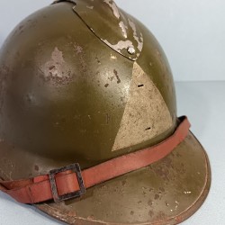 CASQUE DEFENSE PASSIVE MODELE 1926 TRIANGLE VERT VILLE DE NIMES DP ET AMBULANCE 1939/1945
