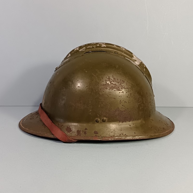 CASQUE DEFENSE PASSIVE MODELE 1926 TRIANGLE VERT VILLE DE NIMES DP ET AMBULANCE 1939/1945