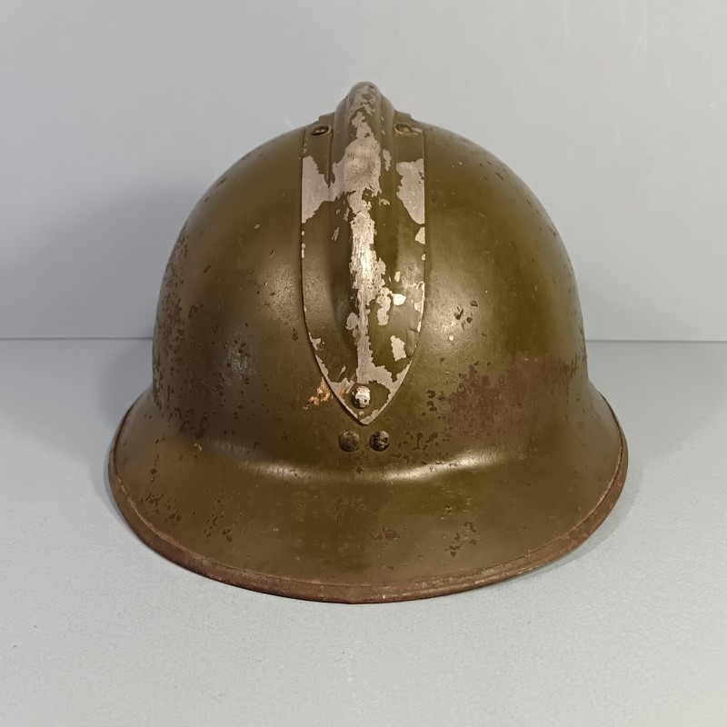 CASQUE DEFENSE PASSIVE MODELE 1926 TRIANGLE VERT VILLE DE NIMES DP ET AMBULANCE 1939/1945