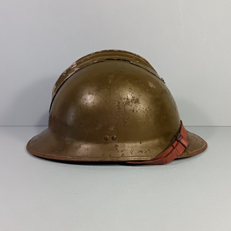 CASQUE DEFENSE PASSIVE MODELE 1926 TRIANGLE VERT VILLE DE NIMES DP ET AMBULANCE 1939/1945