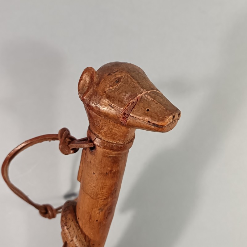 CANNE DATEE 1941 ARTISANAT CAMPAGNE 1939 1940 ET CAMPS DE PRISONNIERS SYMBOLIQUE COULEUVRE ET GRENOUILLE TETE FOUINE